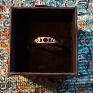 Silver Stainless Steel Moon Phase Ring